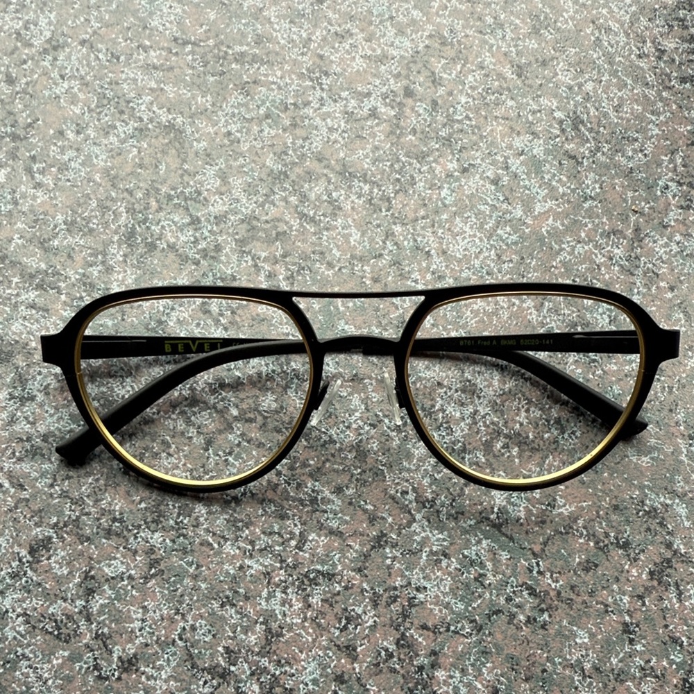 Bevel Fred A Black and Gold Eyeglasses